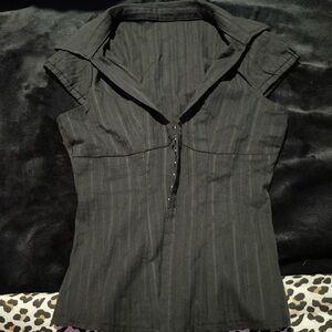 Black Pinstripe Women's Top